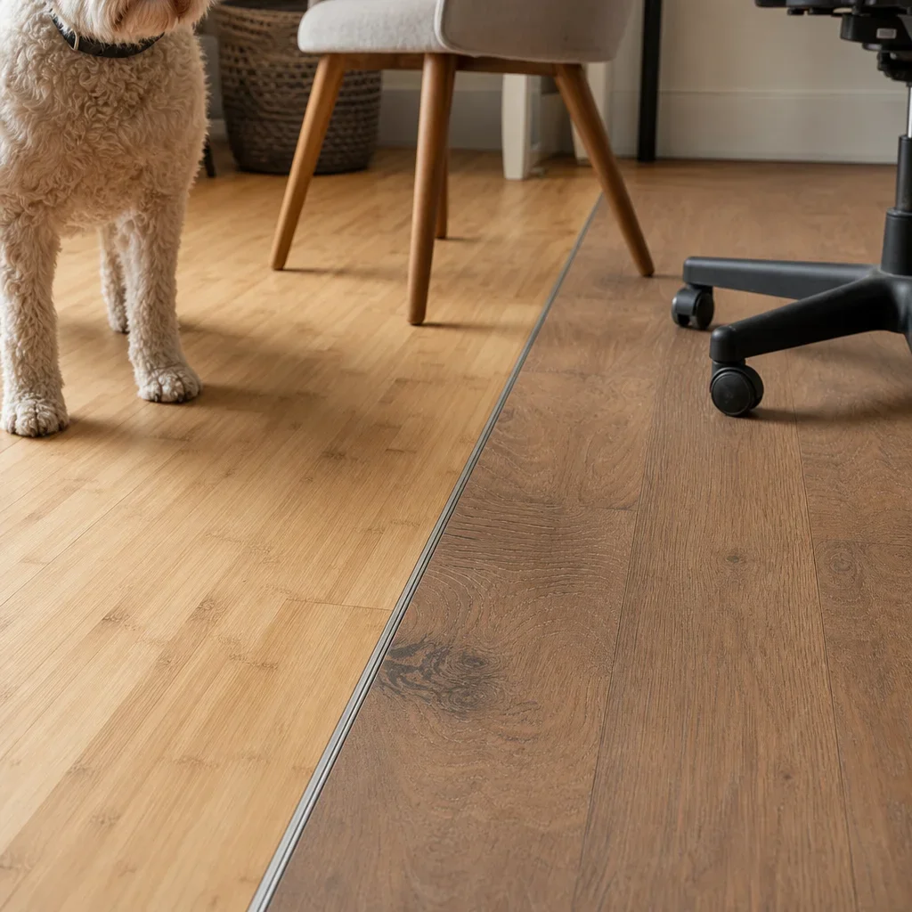Everyday wear comparison for bamboo and engineered hardwood flooring.