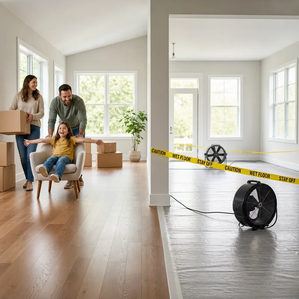 Comparison of quick-use prefinished flooring and curing site-finished flooring.
