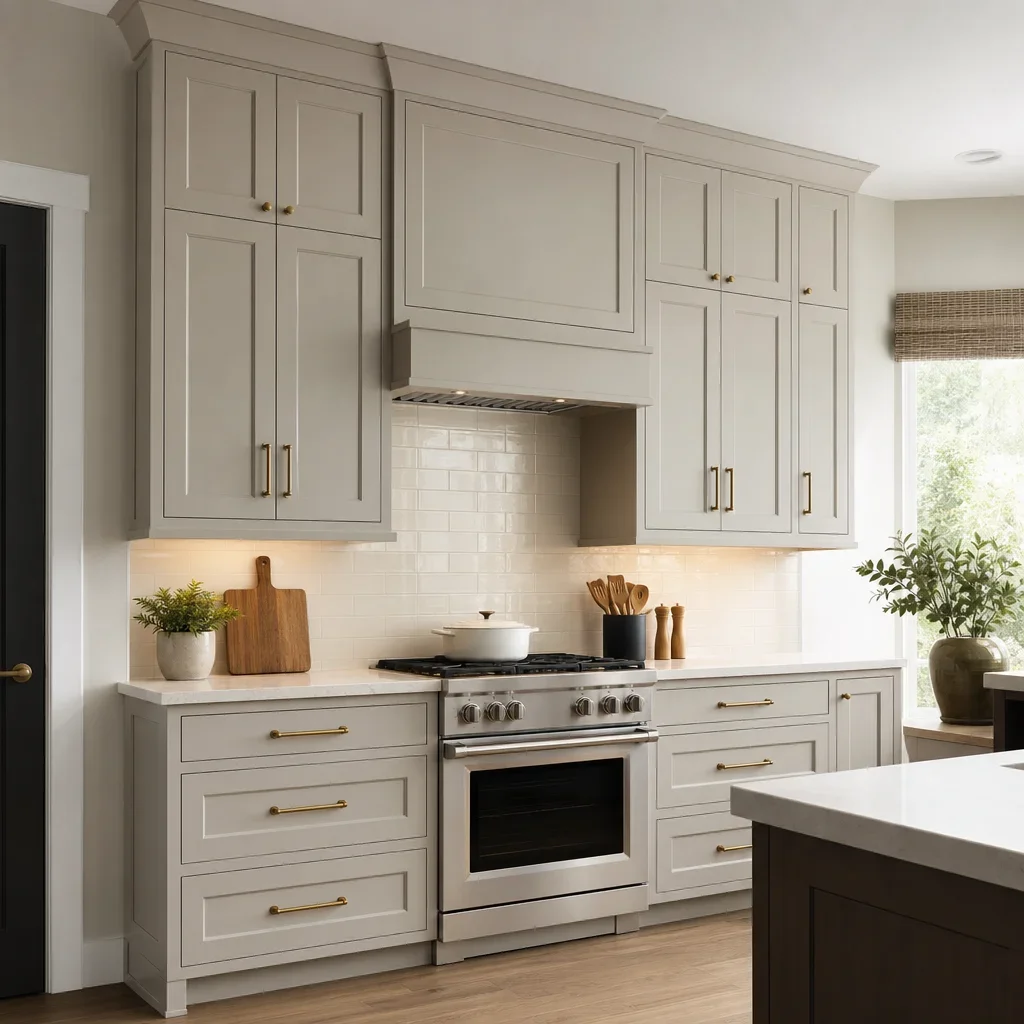 Builder-grade cabinets upgraded with custom-looking trim and finishes.