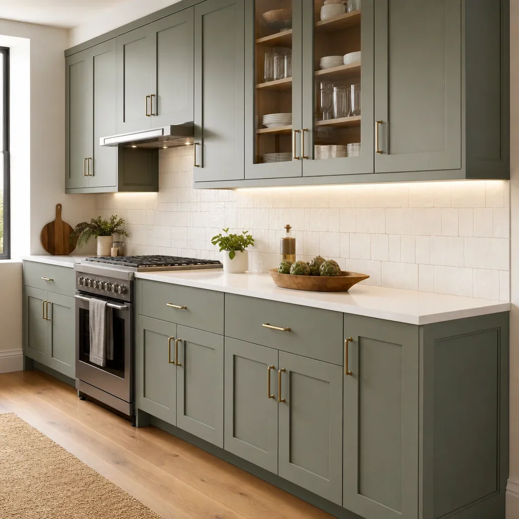 A modern kitchen showing multiple cabinet makeover upgrades together.